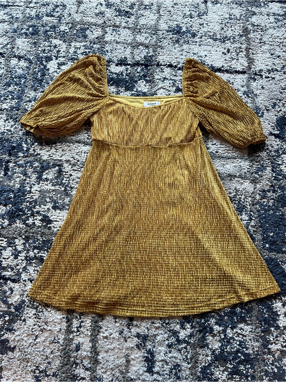 BB Dakota Gold Velvet Puff Sleeve Mini Dress